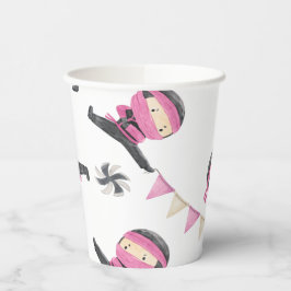 Roze Ninja Party papieren bekers
