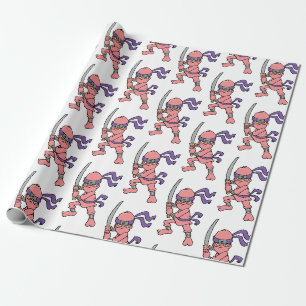 roze Ninja-patroon Cadeaupapier