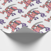 roze Ninja-patroon Cadeaupapier (Hoek)
