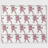 Roze Ninja Pattern Cadeaupapier (Vlak)