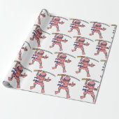 Roze Ninja Pattern Cadeaupapier (Uitgerold)