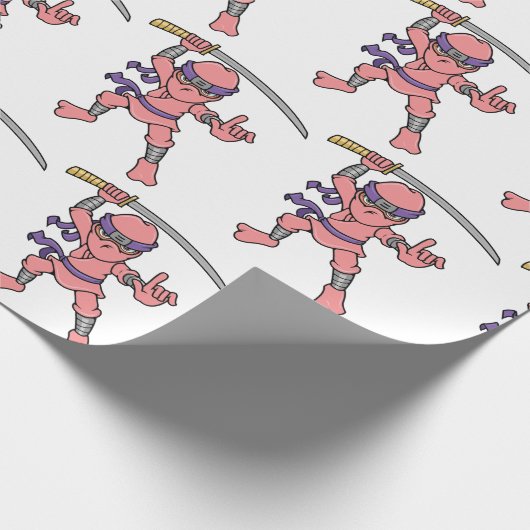 Roze Ninja Pattern Cadeaupapier (Hoek)
