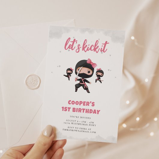 Roze Ninja Verjaardag Kaart