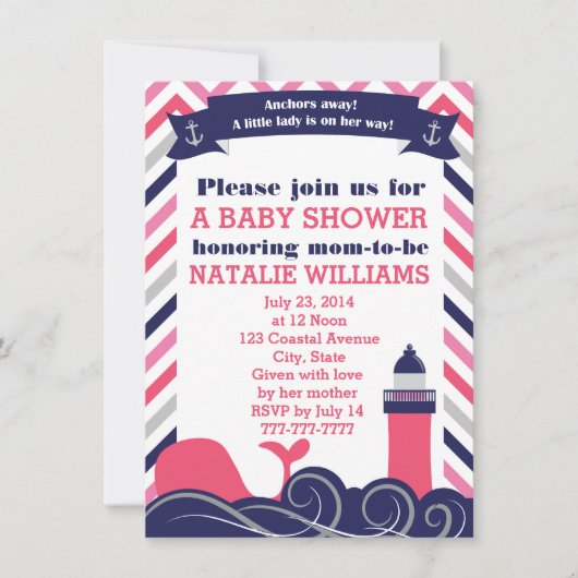 Roze nitisch Baby shower of Sprinkle Girl Kaart (Voorkant)