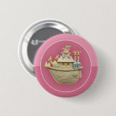 Roze Noah's Ark Ronde Button 5,7 Cm (Voorkant /achterkant)