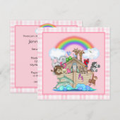 Roze Noah's uitnodiging voor het Baby shower van A (Voorkant / Achterkant)