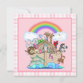 Roze Noah's uitnodiging voor het Baby shower van A (Voorkant)