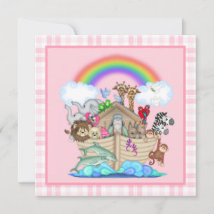 Roze Noah's uitnodiging voor het Baby shower van A