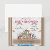 Roze Noah's uitnodiging voor het Baby shower van A (Voorkant / Achterkant)