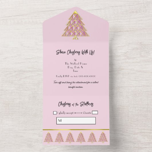 Roze Noel All in One Christmas Event Uitnodiging (Binnen)