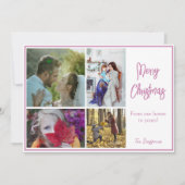 Roze Noel Foto Kerst Kaart (Voorkant)