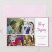 Roze Noel Foto Kerst Kaart (Voorkant / Achterkant)