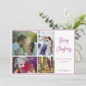 Roze Noel Foto Kerst Kaart (Staand voorkant)