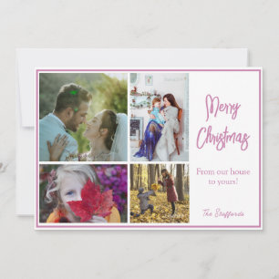 Roze Noel Foto Kerst Kaart