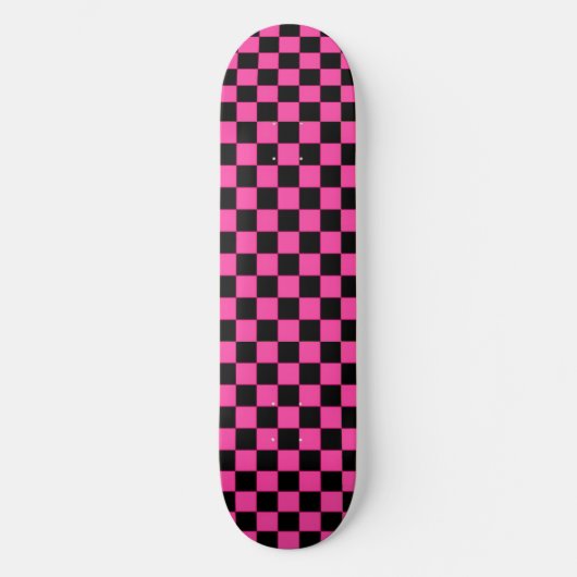 Roze Noir Checkerboard Skateboard Deck (Voorkant)