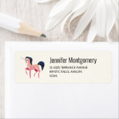 Roze Noordse Eenhoorn met Zwart Mane Adres Etiket (Insitu)