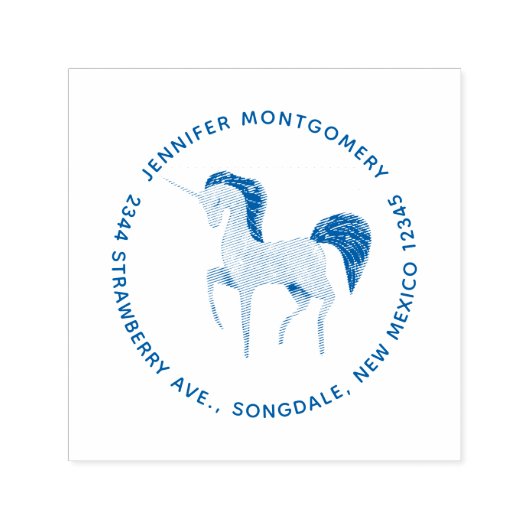 Roze Noordse Eenhoorn met Zwart Mane Adres Zelfinktende Stempel (Design)