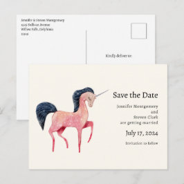 Roze Noordse Eenhoorn met Zwarte Mane Aankondigingskaart