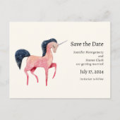 Roze Noordse Eenhoorn met Zwarte Mane Aankondigingskaart (Voorkant)