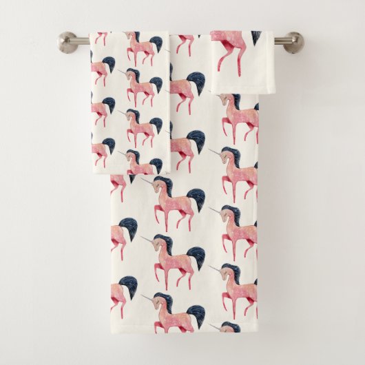 Roze Noordse Eenhoorn met Zwarte Mane Bad Handdoek (Insitu)