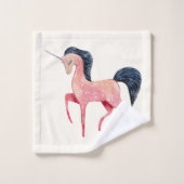 Roze Noordse Eenhoorn met Zwarte Mane Bad Handdoek (Wasdoekje)