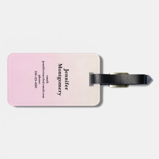 Roze Noordse Eenhoorn met Zwarte Mane Bagagelabel (Achterkant horizontaal)