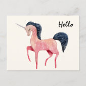Roze Noordse Eenhoorn met Zwarte Mane Briefkaart (Voorkant)