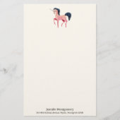 Roze Noordse Eenhoorn met Zwarte Mane Briefpapier (Voorkant)