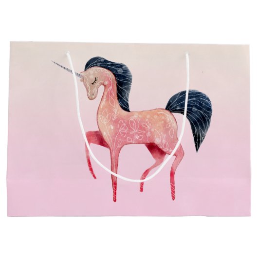 Roze Noordse Eenhoorn met Zwarte Mane Groot Cadeauzakje (Achterkant)