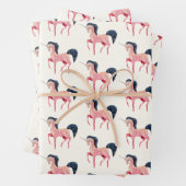 Roze Noordse Eenhoorn met Zwarte Mane Inpakpapier Vel (In situ)