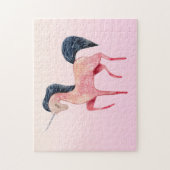 Roze Noordse Eenhoorn met Zwarte Mane Legpuzzel (Verticaal)