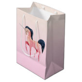 Roze Noordse Eenhoorn met Zwarte Mane Medium Cadeauzakje (Voorkant Gekanteld)