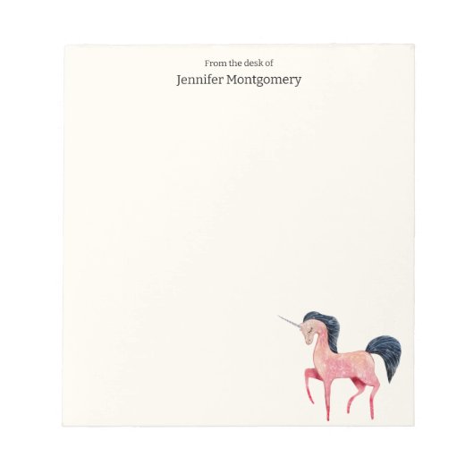 Roze Noordse Eenhoorn met Zwarte Mane Notitieblok (Voorkant)