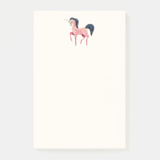 Roze Noordse Eenhoorn met Zwarte Mane Post-it® Notes (Voorkant)