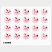 Roze Noordse Eenhoorn met Zwarte Mane Ronde Sticker (Vel)
