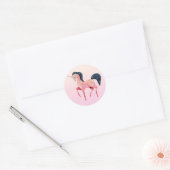 Roze Noordse Eenhoorn met Zwarte Mane Ronde Sticker (Envelop)