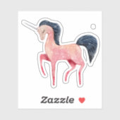 Roze Noordse Eenhoorn met Zwarte Mane Sticker (Vel)