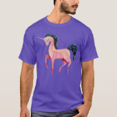 Roze Noordse Eenhoorn met Zwarte Mane T-shirt (Voorkant)