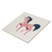 Roze Noordse Eenhoorn met Zwarte Mane Tegeltje (Zijkant)