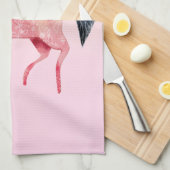 Roze Noordse Eenhoorn met Zwarte Mane Theedoek (Quarter Fold)