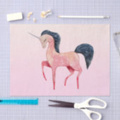 Roze Noordse Eenhoorn met Zwarte Mane Tissuepapier (Craft)