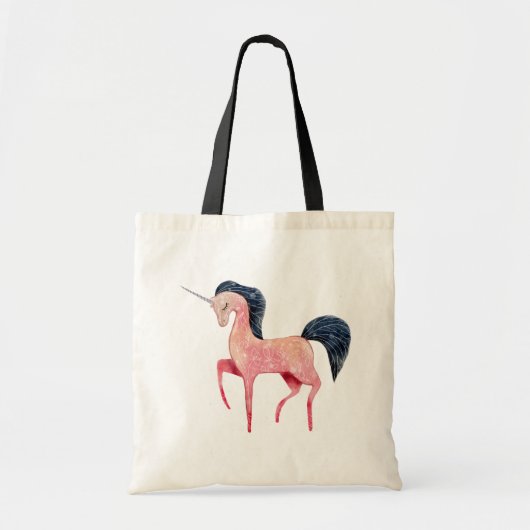Roze Noordse Eenhoorn met Zwarte Mane Tote Bag (Voorkant)
