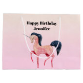 Roze Noordse Eenhoorn met Zwarte Mane Verjaardag Groot Cadeauzakje (Achterkant)