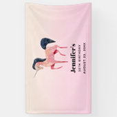 Roze Noordse Eenhoorn met Zwarte Mane Verjaardag Spandoek (Verticaal)