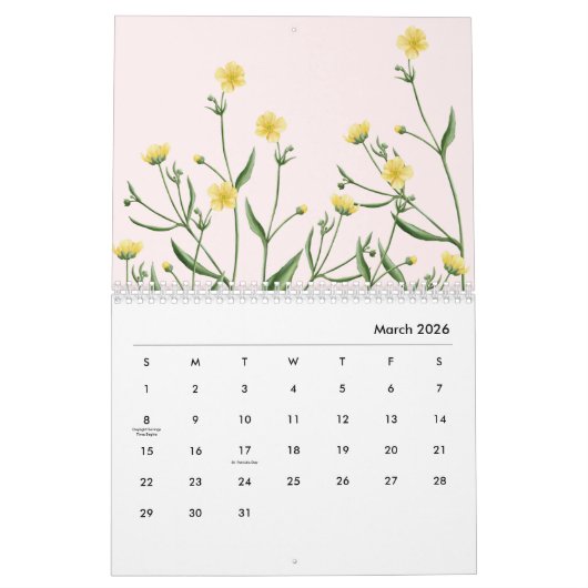 Roze Nordens Wildflower Kalender (Mar 2026)
