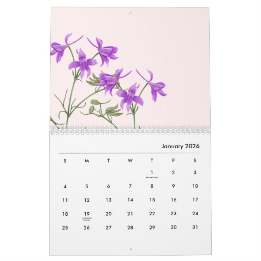 Roze Nordens Wildflower Kalender (Jan 2026)
