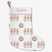 Roze nostalgische nostalgische notenkraker kleine kerstsok (Voorkant)