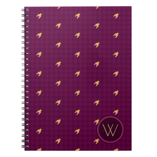 Roze notebook met gouden accenten en houndstooth-p notitieboek (Voorkant)
