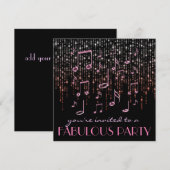 roze noten muziekfeest kaart (Voorkant / Achterkant)