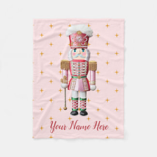 Roze Notenkraker Aangepaste Naam Kerstmis Klein-do Fleece Deken
